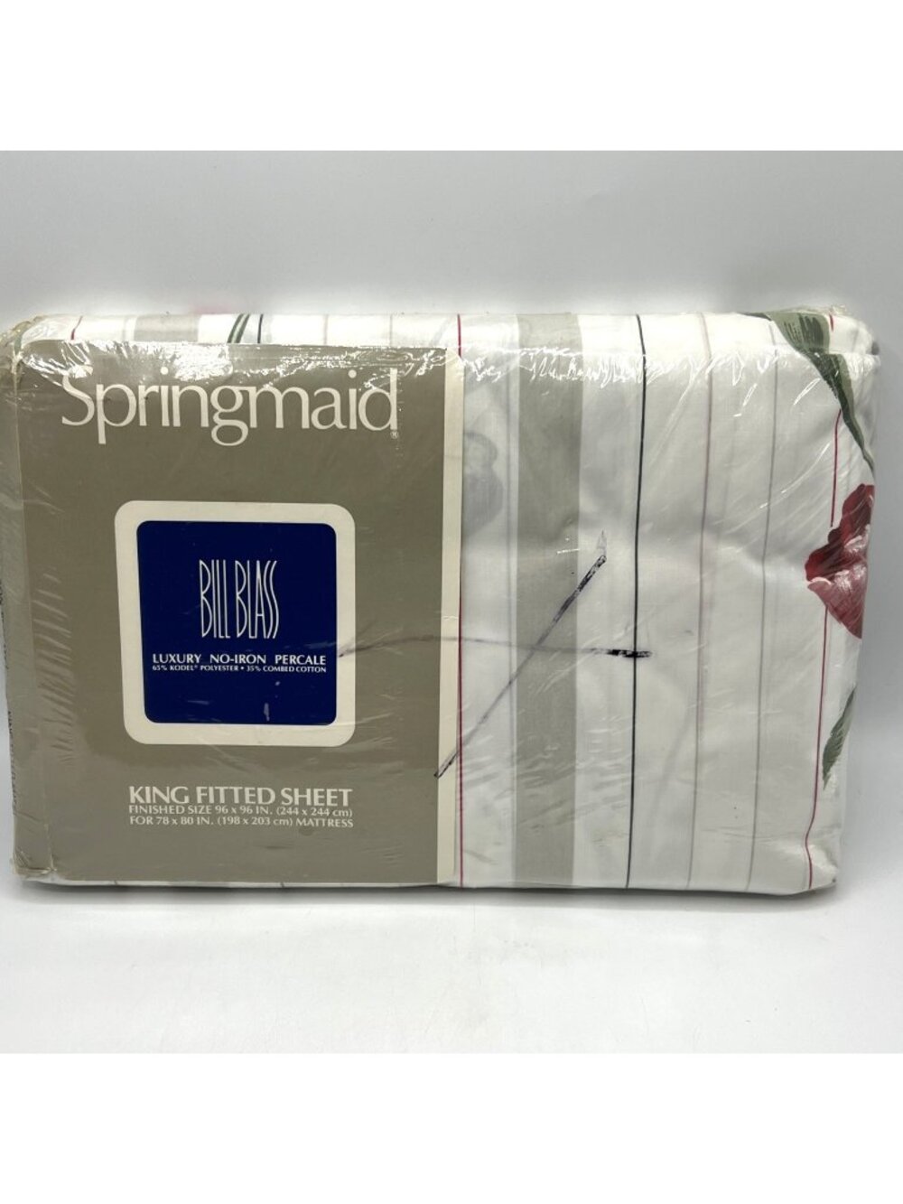 Springmaid Bill Blass Fitted Sheet King Size Simply Tulips Floral USA
